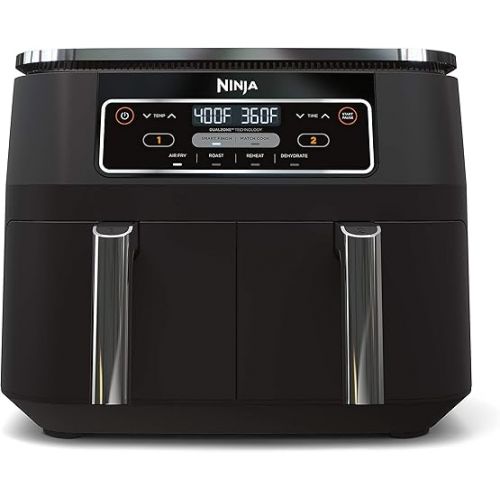  Ninja DZ100 Foodi 4-in-1, 8-qt, 2-Basket Air Fryer with DualZone Technology, Renewed, DZ201, Ninja DZ201-- 8-Quart