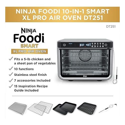  Ninja DT2550 Foodi 10-in-1 Smart XL Air Fry Oven (Renewed) Bundle with 3 YR CPS Enhanced Protection Pack