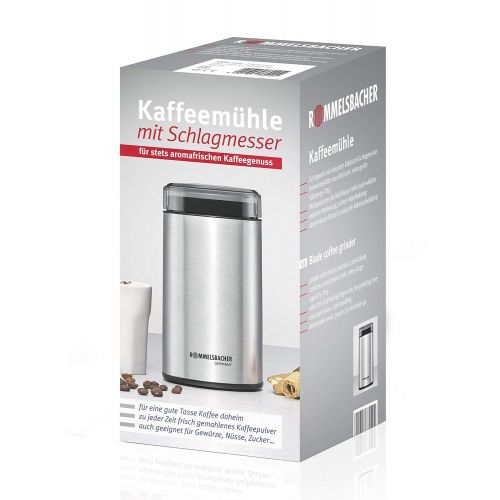  Amazon Renewed ROMMELSBACHER EKM 100 elektrische Kaffeemuehle mit Schlagmesser aus Edelstahl (200 W, 70g Fuellmenge, auch fuer Gewuerze) Edelstahl, silber (Generalueberholt)