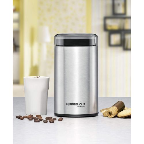  Amazon Renewed ROMMELSBACHER EKM 100 elektrische Kaffeemuehle mit Schlagmesser aus Edelstahl (200 W, 70g Fuellmenge, auch fuer Gewuerze) Edelstahl, silber (Generalueberholt)