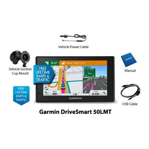 가민 [아마존베스트]Garmin DriveSmart 50LMT 5in Portable GPS Navigator w/ Lifetime Maps & Traffic (Renewed)