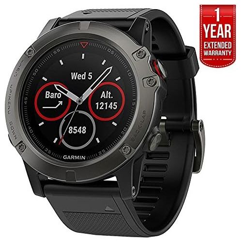  [아마존베스트]Amazon Renewed Garmin Fenix 5X Sapphire Multisport 51mm GPS Watch - Slate Gray with Black Band (010-01733-00) + 1 Year Extended Warranty (Renewed)