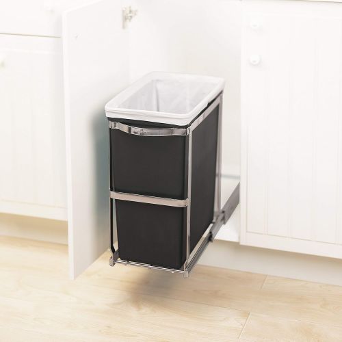  [아마존베스트]Amazon Renewed simplehuman 30 Liter / 8 Gallon Under Counter Kitchen Pull-Out Trash Can, Heavy-Duty Steel Frame (Renewed)