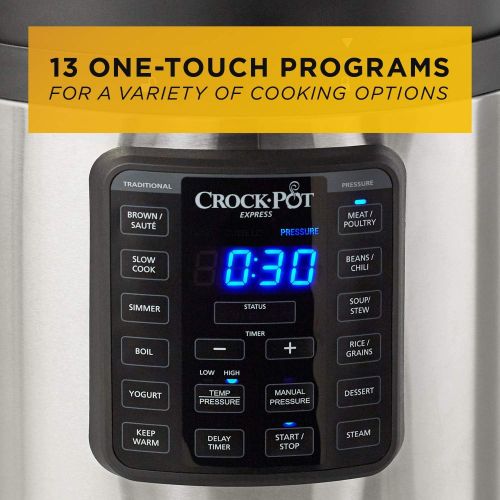  [아마존베스트]Amazon Renewed Crock-Pot 2100467 Express Easy Release | 6 Quart Slow, Pressure, Multi Cooker, 6QT, Stainless Steel (Renewed)