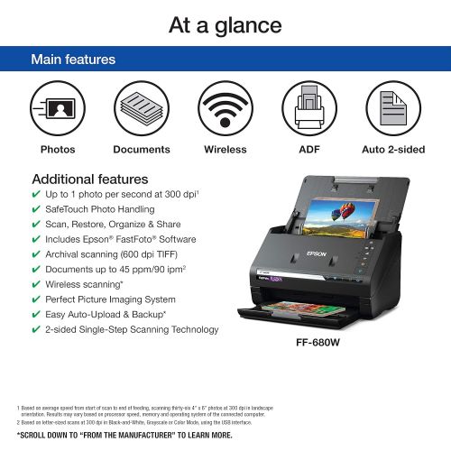  Amazon Renewed Epson FastFoto FF-680W Wireless High-speed Photo and Document Scanning System (Renewed)