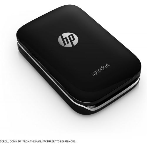  Amazon Renewed HP Sprocket Portable Photo Printer, print social media photos on 2x3 sticky-backed paper - black (X7N08A) (Renewed)