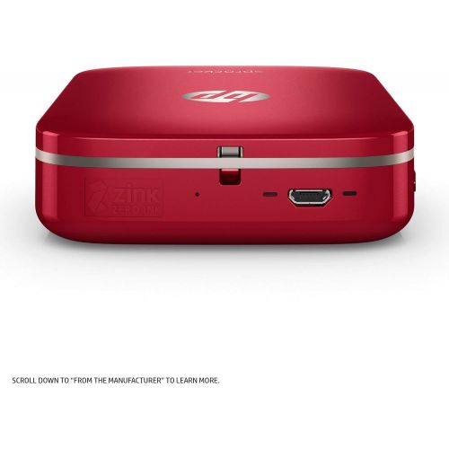 에이치피 HP Sprocket Portable Photo Printer, Print Social Media Photos on 2x3 Sticky-Backed Paper - Red (Z3Z93A) (Renewed)