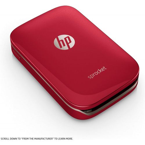 에이치피 HP Sprocket Portable Photo Printer, Print Social Media Photos on 2x3 Sticky-Backed Paper - Red (Z3Z93A) (Renewed)