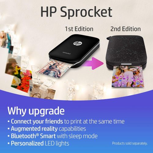 에이치피 HP Sprocket Portable Photo Printer, Print Social Media Photos on 2x3 Sticky-Backed Paper - Red (Z3Z93A) (Renewed)