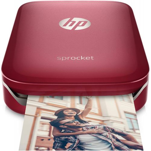 에이치피 HP Sprocket Portable Photo Printer, Print Social Media Photos on 2x3 Sticky-Backed Paper - Red (Z3Z93A) (Renewed)