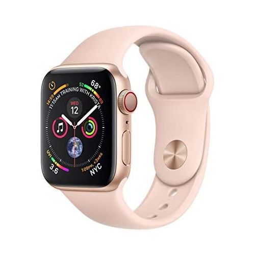 애플 Apple Watch Series 4 (GPS + Cellular, 40mm) - Gold Aluminium Case with Pink Sand Sport Band (Renewed)