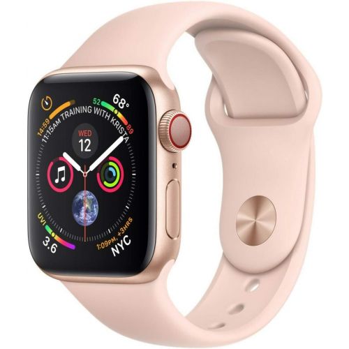 애플 Apple Watch Series 4 (GPS + Cellular, 40mm) - Gold Aluminium Case with Pink Sand Sport Band (Renewed)