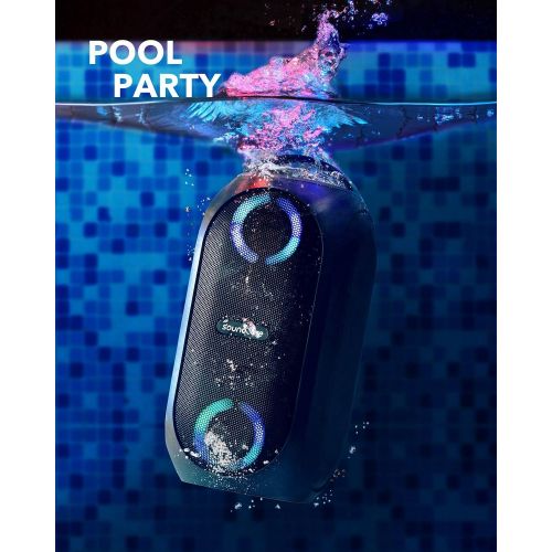  Amazon Renewed Anker Soundcore Rave Mini Portable Party Speaker, Huge 80W Sound, Fully Waterproof, USB Charger, Beat-Driven Light Show, App, Party Games, All-Weather Speaker for Outdoor, Tailgati