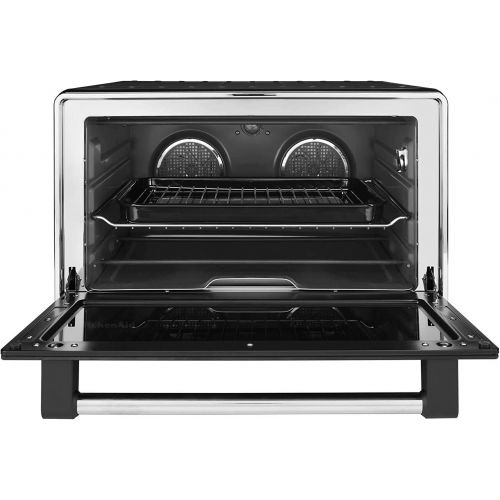  Amazon Renewed KitchenAid KCO255BM Dual Convection Countertop Toaster Oven, 12 preset cooking functions to roast, bake, fry meals, desserts, grill rack, baking pan, Digital display, non-stick int