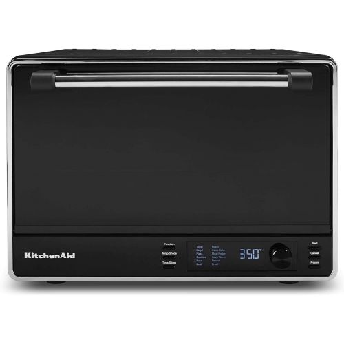  Amazon Renewed KitchenAid KCO255BM Dual Convection Countertop Toaster Oven, 12 preset cooking functions to roast, bake, fry meals, desserts, grill rack, baking pan, Digital display, non-stick int