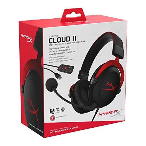  Amazon Renewed HYPERX Cloud II Gaming Headset for PC & PS4 & Xbox One,Nintendo Switch - Red (KHX-HSCP-RD) (Renewed)