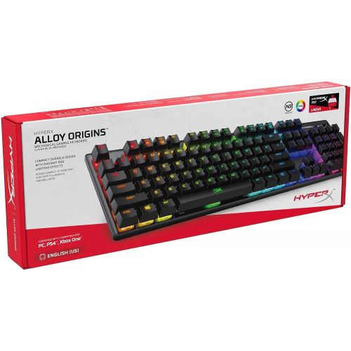  Amazon Renewed HyperX Alloy Origins - Mechanical Gaming Keyboard - Software-Controlled Light & Macro Customization - Compact Form Factor - Linear Switch - HyperX Red - RGB LED Backlit (Renewed)