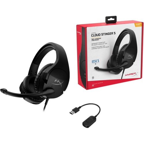  Amazon Renewed HyperX Cloud Stinger S ? Gaming Headset, for PC, Virtual 7.1 Surround Sound, Lightweight, Memory Foam, Soft Leatherette, Durable Steel Sliders, Swivel-to-Mute Noise-Cancelling Micr