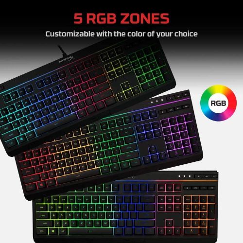  Amazon Renewed HyperX Alloy Core RGB Gaming Keyboard Comfortable Quiet Silent Keys with RGB LED Lighting Effects, Spill Resistant, Dedicated Keys, Compatible with Windows 10/8.1/8/7 Black (Renewe