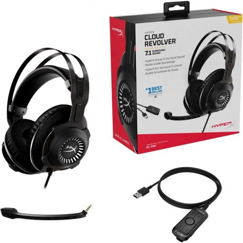  Amazon Renewed HyperX Cloud Revolver - Gaming Headset with HyperX 7.1 Surround Sound, Signature Memory Foam, Premium Leatherette, Steel Frame, Detachable Noise-Cancellation Microphone (Renewed)