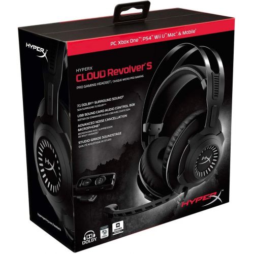  Amazon Renewed HyperX Cloud Revolver S Gaming Headset with Dolby 7.1 Surround Sound - Steel Frame - Signature Memory Foam, Premium Leatherette, for PC, PS4, PS4 PRO, Xbox One, Xbox One S (HX-HSCR