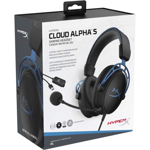  Amazon Renewed HyperX Cloud Alpha S - PC Gaming Headset, 7.1 Surround Sound, Adjustable Bass, Dual Chamber Drivers, Chat Mixer, Breathable Leatherette, Memory Foam, and Noise Cancelling Microphon