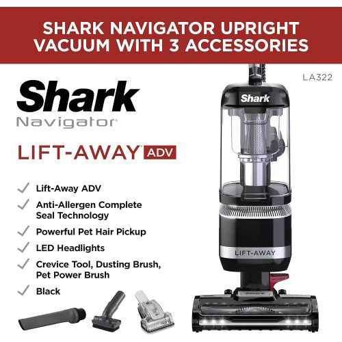  Amazon Renewed Shark LA322 Navigator Lift-Away ADV Corded Lightweight Upright Vacuum with Detachable Pod Pet Power Brush Crevice and Upholstery Tool, Black (Renewed)