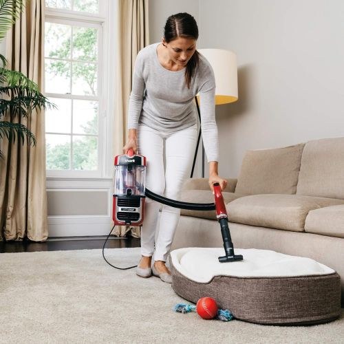  Amazon Renewed Shark Navigator Upright Vacuum with Lift-Away, Zero-M Anti-Hair Wrap Technology, Anti-Allergen + HEPA Filter and Swivel Steering (ZU561), Red Peony (Renewed)