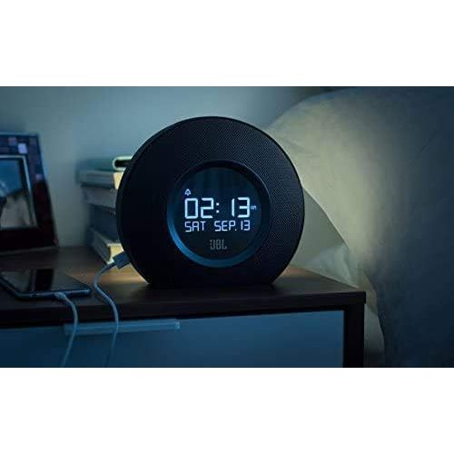  Amazon Renewed JBL Horizon Bluetooth Alarm Clock Radio with Multi Alarm, Gentle Waking Ambient LED Light, Auto LCD Display and Dual USB Charging (Black, Horizon AM Radio) (Renewed)