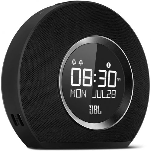  Amazon Renewed JBL Horizon Bluetooth Alarm Clock Radio with Multi Alarm, Gentle Waking Ambient LED Light, Auto LCD Display and Dual USB Charging (Black, Horizon AM Radio) (Renewed)