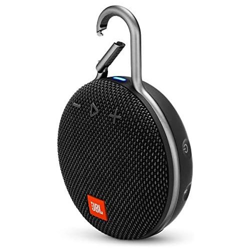  Amazon Renewed JBL Clip 3 Portable IPX7 Waterproof Wireless Bluetooth Speaker with Built-in Carabiner, Noise-Canceling Speakerphone and Microphone, Black (Renewed)