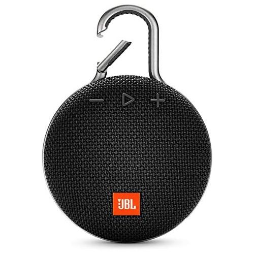  Amazon Renewed JBL Clip 3 Portable IPX7 Waterproof Wireless Bluetooth Speaker with Built-in Carabiner, Noise-Canceling Speakerphone and Microphone, Black (Renewed)
