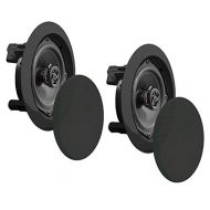 Amazon Renewed Pyle PDIC81RDBK, 8 Ceiling Wall Mount Speakers - Pair of 2-Way Midbass Woofer Speaker 1/2 Polymer Dome Tweeter Flush Design w/ 50Hz - 20kHz Frequency Response