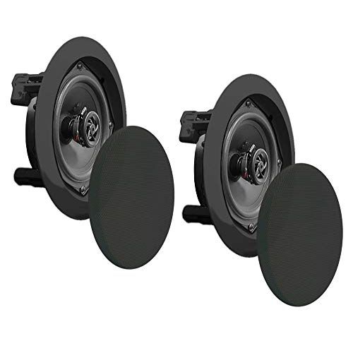  Amazon Renewed Pyle PDIC81RDBK, 8 Ceiling Wall Mount Speakers - Pair of 2-Way Midbass Woofer Speaker 1/2 Polymer Dome Tweeter Flush Design w/ 50Hz - 20kHz Frequency Response