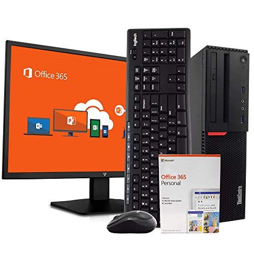  Amazon Renewed Lenovo M900 PC Desktop Computer - Intel i5, 16GB RAM, 1TB HDD, Windows 10 Pro, Microsoft Office 365 Personal, 23.6-inch FHD V7 LED Monitor, Wireless Keyboard & Mouse, New 16GB Flas