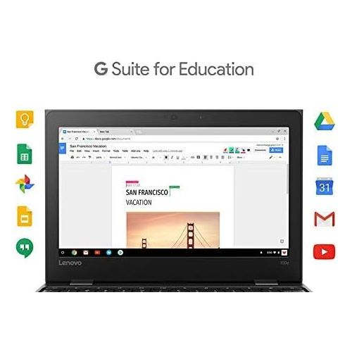  Amazon Renewed 2020 Lenovo 100e 2nd Gen 11.6 Anti-Glare HD Business, Student Chromebook Laptop, Quad-Core MT8173C CPU, 4GB RAM, 32GB eMMC+128GB IST SD Card, Type C, WiFi AC, Webcam, Chrome OS (Re