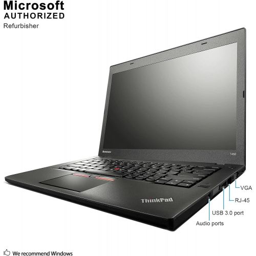  Amazon Renewed Lenovo ThinkPad T450 14in HD Business Laptop Computer, Intel Dual-Core i5-5300U Up to 2.9GHz, 8GB RAM, 256GB SSD, HDMI, 802.11ac WiFi, Bluetooth, Windows 10 Professional (Renewed)