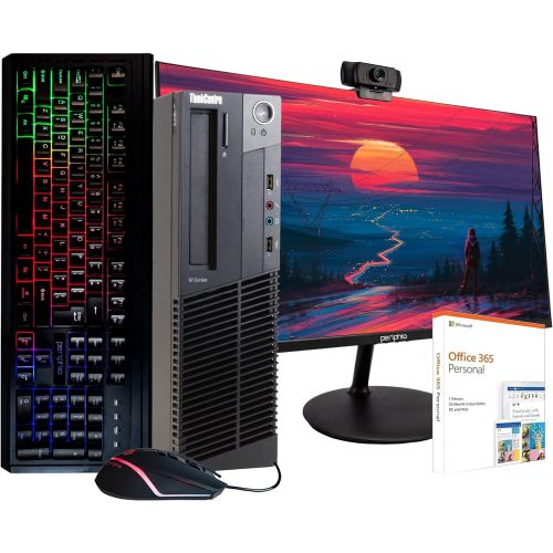  Amazon Renewed Lenovo ThinkCentre M92 Business Desktop PC - Intel Core i5-4570, 16GB RAM, 500GB SSD, Windows 10 Pro, New 24-inch Monitor, 1080p Webcam, Microsoft Office 365, RGB Keyboard and Mous