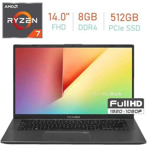  Amazon Renewed ASUS VivoBook 14 inch FHD 1080p Laptop PC, AMD Ryzen 7 3700U, 8GB DDR4, 512GB PCIe SSD, Fingerprint Reader, Backlit Keyboard, AMD Radeon RX Vega 10 Graphics, W10 Home (Renewed)