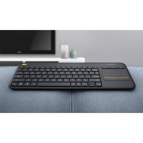  Amazon Renewed Logitech Wireless Touch Keyboard K400 Plus with Built-In Touchpad for Internet-Connected TVs (Renewed)