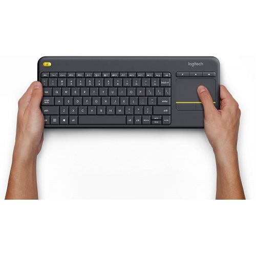 Amazon Renewed Logitech Wireless Touch Keyboard K400 Plus with Built-In Touchpad for Internet-Connected TVs (Renewed)