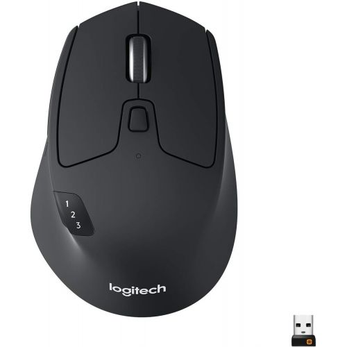  Amazon Renewed Logitech M720 Wireless Triathlon Mouse with Bluetooth for PC with Hyper-Fast Scrolling and USB Unifying Receiver for Computer and Laptop - Black (Renewed)