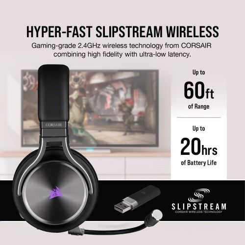  Amazon Renewed (Renewed) Corsair CA-9011180-NA Virtuoso RGB Wireless Se Gaming Headset - High-Fidelity 7.1 Surround Sound W/ Broadcast Quality Microphone - Memory Foam Earcups - 20 Hour Battery L