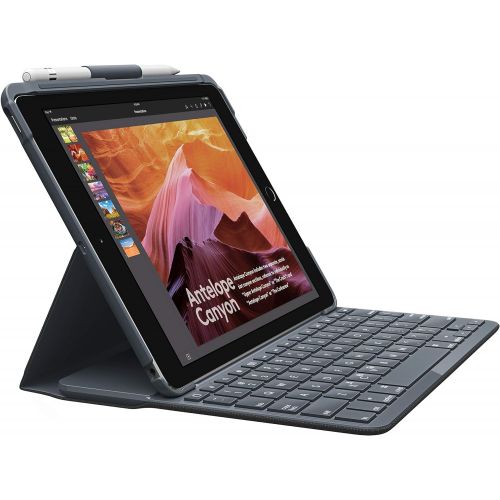  Amazon Renewed Logitech?Slim Folio with Bluetooth Keyboard for iPad (5th / 6th Gen) - Black (Renewed)