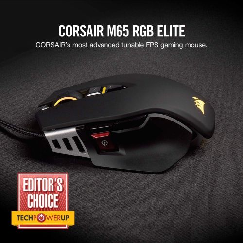  Amazon Renewed CORSAIR M65 ELITE RGB - FPS Gaming Mouse - 18,000 DPI Optical Sensor - Adjustable DPI Sniper Button - Tunable Weights -? Black (Renewed)