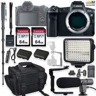 Amazon Renewed Canon EOS R Mirrorless Digital Camera (Body Only) Holiday Deal Bundle with LED Video Light, FB 150 Flash/Light Bracket & Microphone Accessory Kit (Renewed)