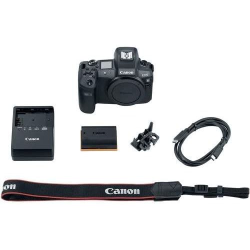  Amazon Renewed Canon EOS R Mirrorless Digital Camera (Body Only) Holiday Deal Bundle with LED Video Light, FB 150 Flash/Light Bracket & Microphone Accessory Kit (Renewed)