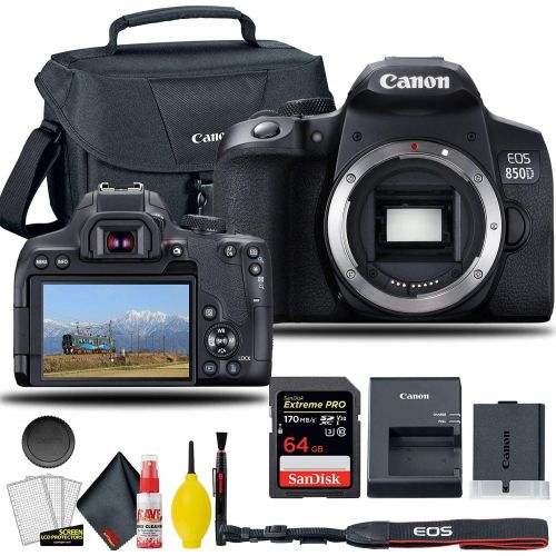  Amazon Renewed Canon EOS 850D / Rebel T8i DSLR Camera (Body Only), EOS Camera Bag + Sandisk Extreme Pro 64GB Card + 6AVE Electronics Cleaning Set, and More (International Model) (Renewed)