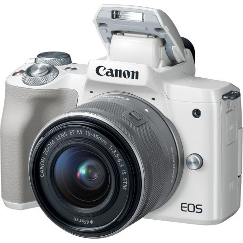 캐논 Amazon Renewed Canon 2681C011 EOS M50 Mirrorless Digital Camera (White) w/EF-M 15-45mm is STM Lens - (Renewed)