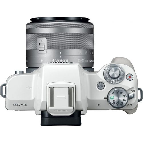 캐논 Amazon Renewed Canon 2681C011 EOS M50 Mirrorless Digital Camera (White) w/EF-M 15-45mm is STM Lens - (Renewed)
